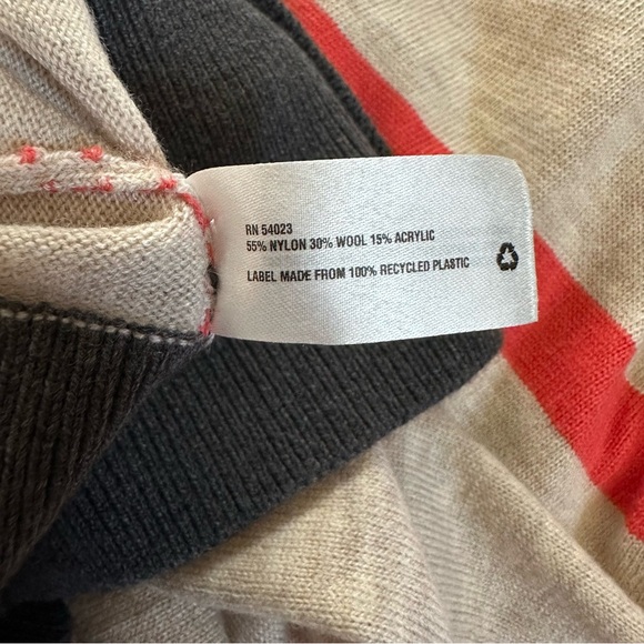 Gap Oatmeal Wool Blend Orange Stripe V Neck Cardigan - Picture 9 of 9